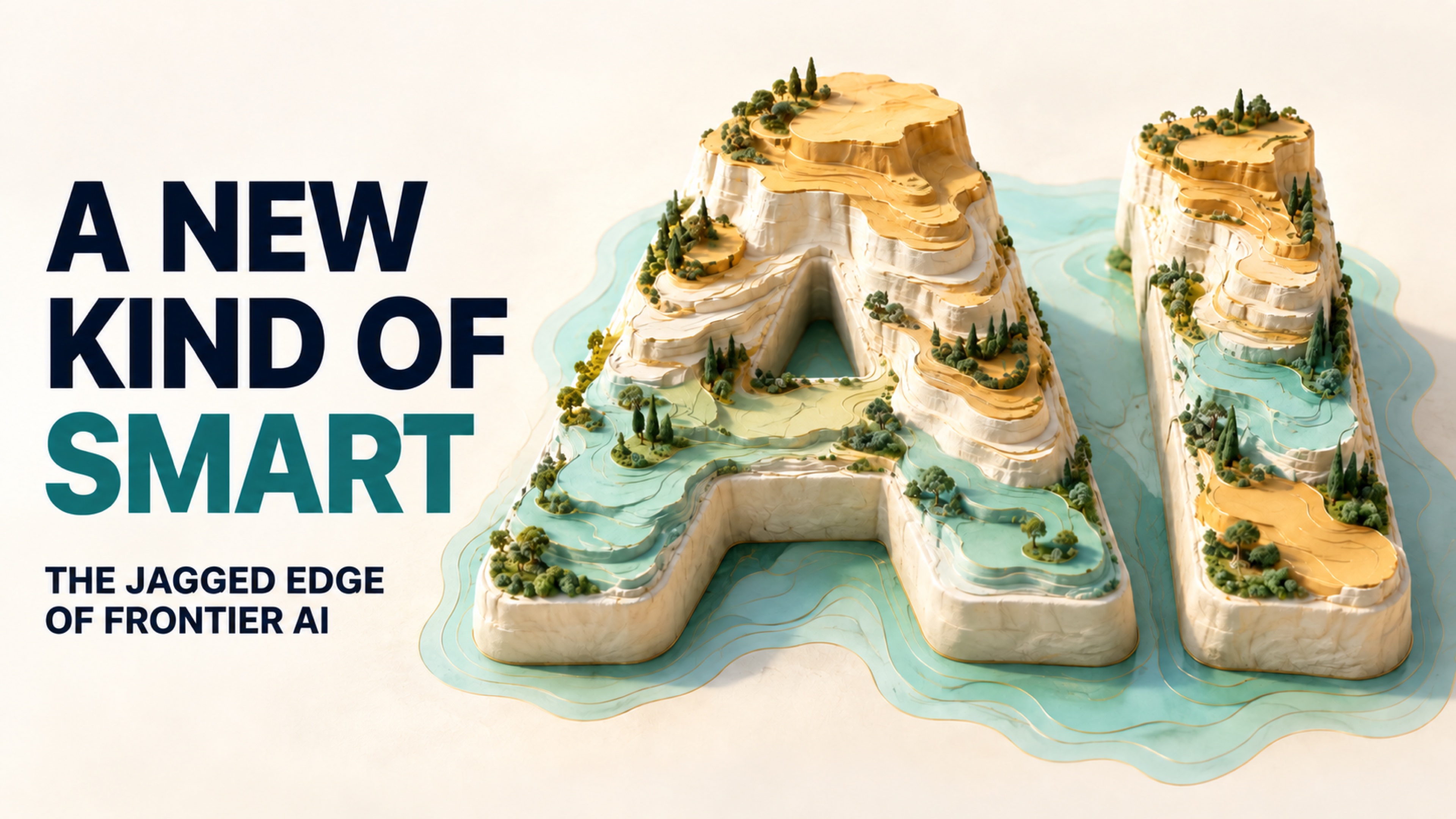 An uneven landscape shaped like the letters AI, with the words A new kind of smart.